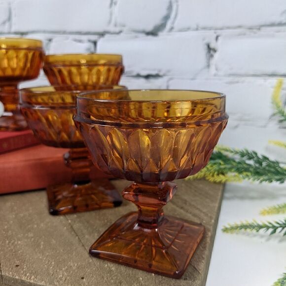Indiana Glass Mt. Vernon Amber Champagne / desert cups set of 4 - Picture 3 of 7